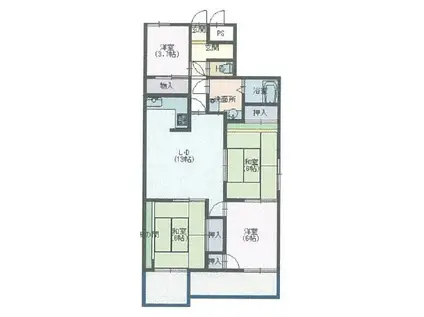 シャトー明石(4LDK/2階)の間取り写真