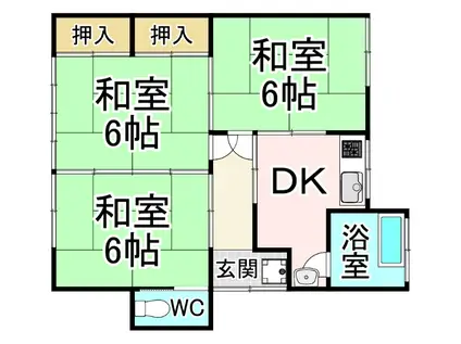 山田アパート(3DK/2階)の間取り写真