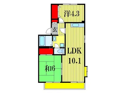 サニーコートカノウC棟(2LDK/2階)の間取り写真