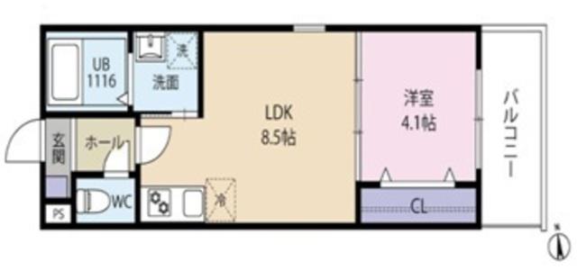 ジーメゾン山科マニフィコ(1LDK/1階)の間取り写真