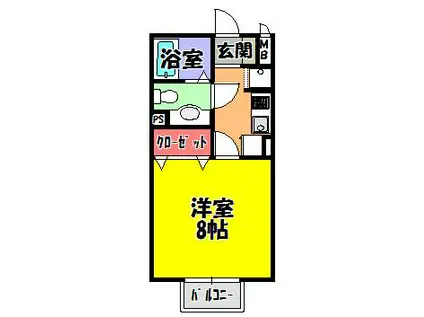 ヴェルドミール1(1K/1階)の間取り写真