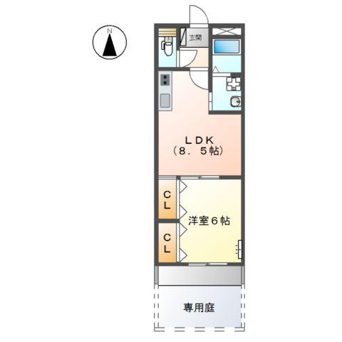 カームF本郷(1LDK/1階)の間取り写真