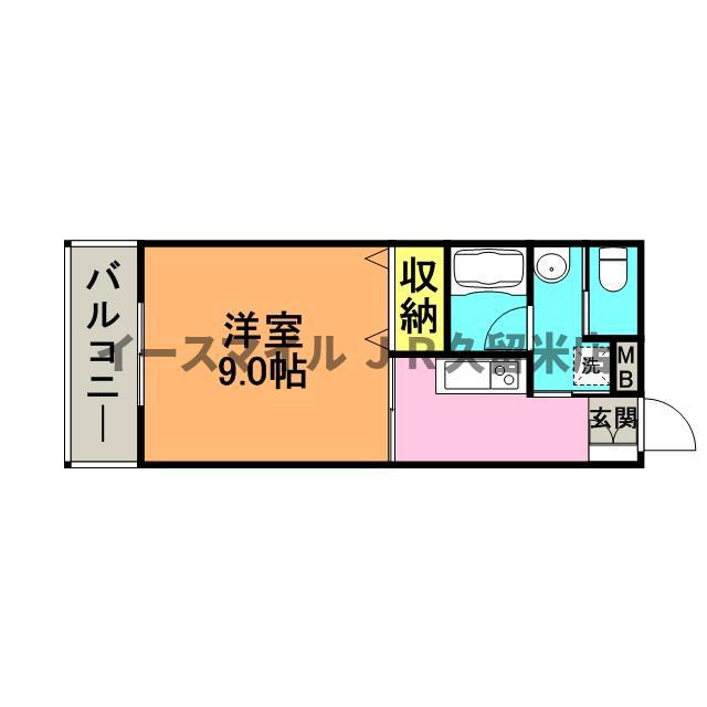 MAPLE COURT I(1K/2階)の間取り写真