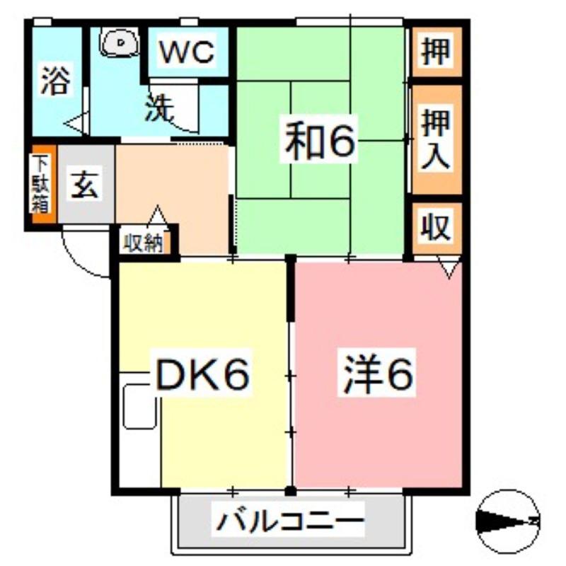 ネオニューク長尾 A(2DK/1階)の間取り写真