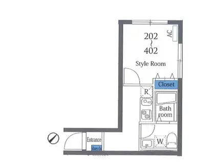 トレスコート目黒本町(1K/2階)の間取り写真