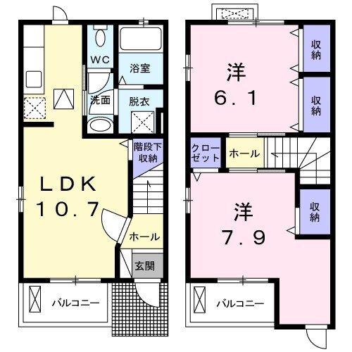 リシェス(2LDK/1階)の間取り写真