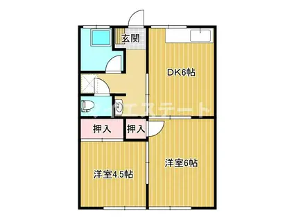 鏡ファミリーハイツ(2DK/1階)の間取り写真