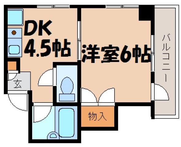 エクセルマンション A棟(1DK/3階)の間取り写真