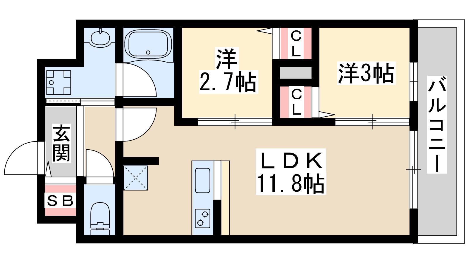 アーバングランデ新大阪(2LDK/4階)の間取り写真