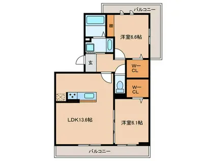 コンフォート寄京(2LDK/2階)の間取り写真
