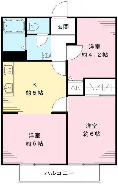 サンビレッジけやき台弐番館(2LDK/1階)の間取り写真