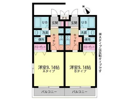 ファルコン王ノ瀬(1K/3階)の間取り写真