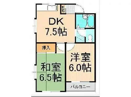 ピーチハイム(2DK/2階)の間取り写真