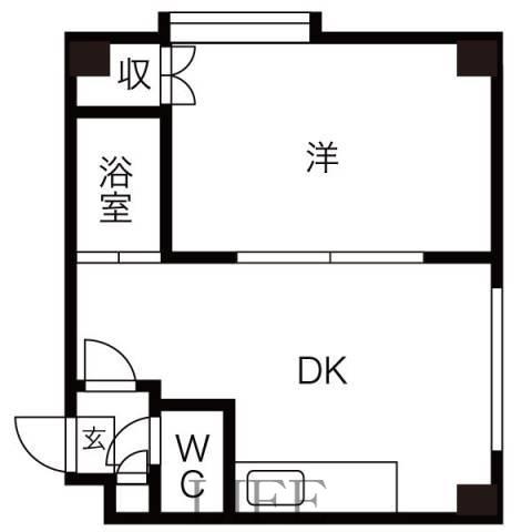 アーバン栄通B(1DK/5階)の間取り写真