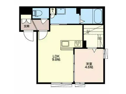 SH・日和(1LDK/1階)の間取り写真