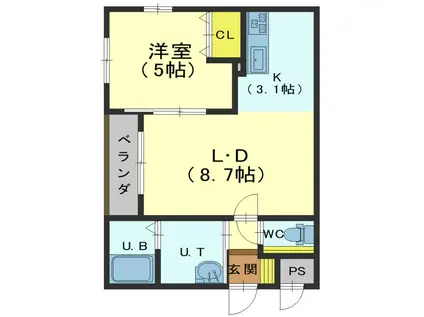 柏木町30番 マンション(1LDK/4階)の間取り写真