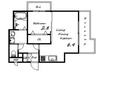SDグランツ神戸水木通(1LDK/2階)の間取り写真