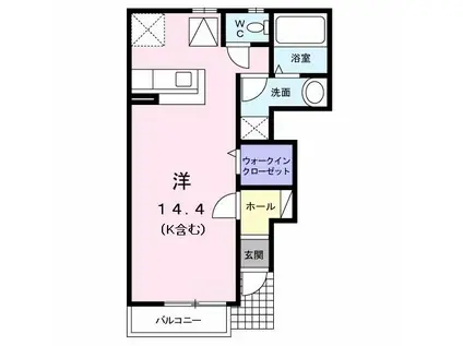 リバーストーンII(ワンルーム/1階)の間取り写真