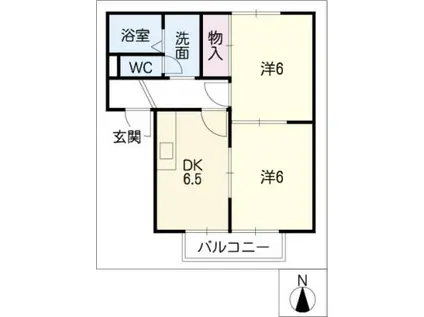 フレグランス平針(2DK/2階)の間取り写真
