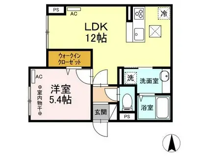 ラリュール清川B(1LDK/1階)の間取り写真