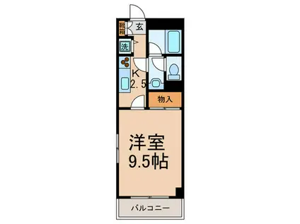 パレドール玉川(1K/4階)の間取り写真