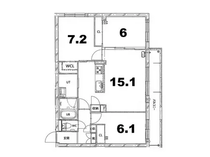 BASE厚別(3LDK/4階)の間取り写真