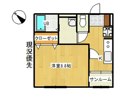 メゾンフォレスト(1K/1階)の間取り写真