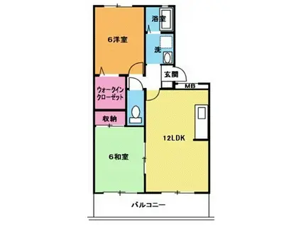 ジュネス草津(2LDK/2階)の間取り写真