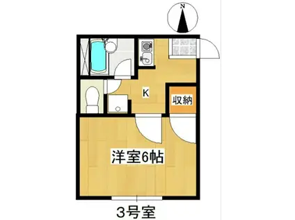 ピュアハウス八木山(1K/1階)の間取り写真