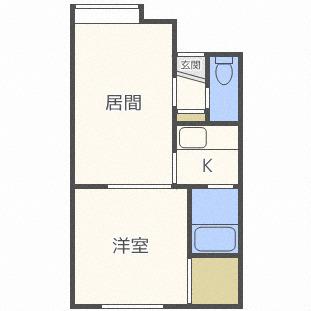 ワールド伏古(1LDK/3階)の間取り写真