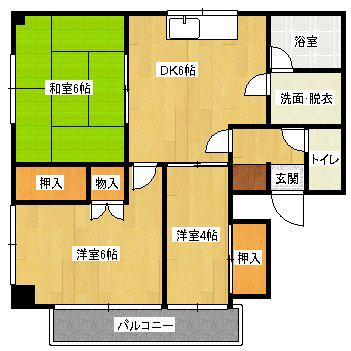シルク西原(3DK/3階)の間取り写真