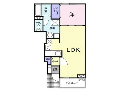 カレント C(1LDK/1階)の間取り写真