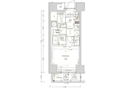 ログ新川(1K/4階)の間取り写真