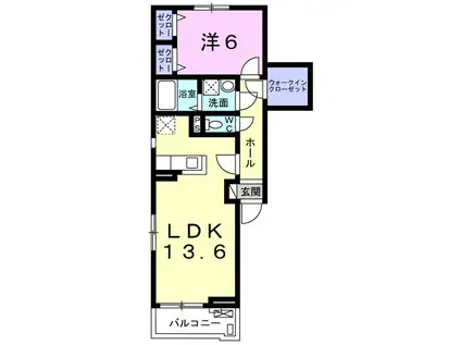 シンフォニー(1LDK/3階)の間取り写真