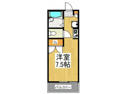 トゥインクル前沢(ワンルーム/2階)の間取り写真