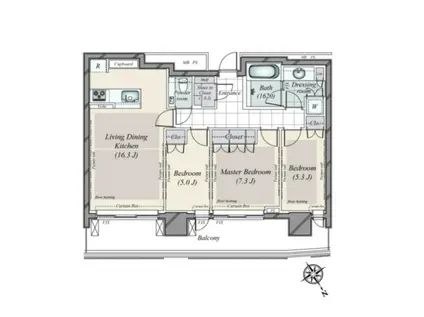 パークコート赤坂檜町ザ タワー(3LDK/35階)の間取り写真