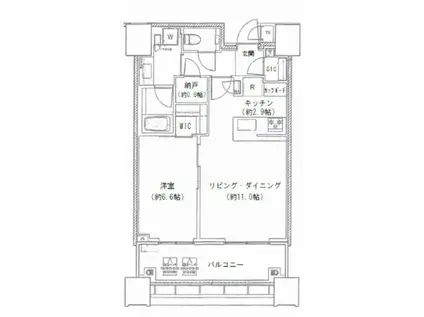 白金ザ・スカイ イースト(1LDK/22階)の間取り写真