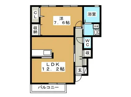 ウィスタリア(1LDK/1階)の間取り写真
