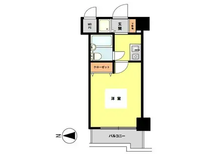 ライオンズマンション本厚木第3(1K/2階)の間取り写真