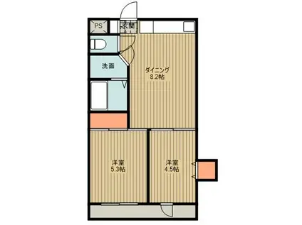 サンハイムハヤト(2LDK/2階)の間取り写真