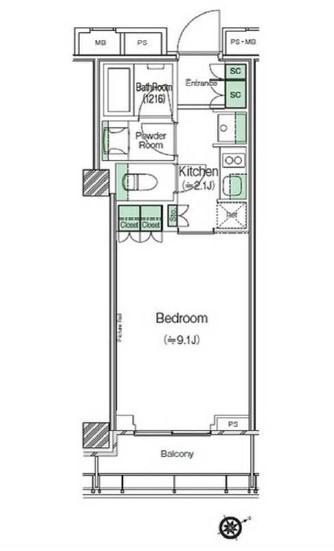 SHIBUYA CAST. APARTMENT渋谷キャストアパートメ(1K/15階)の間取り写真
