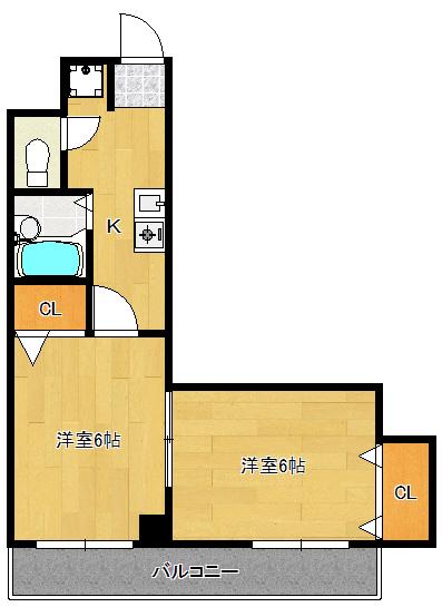 タウンハウス榎町(2K/4階)の間取り写真