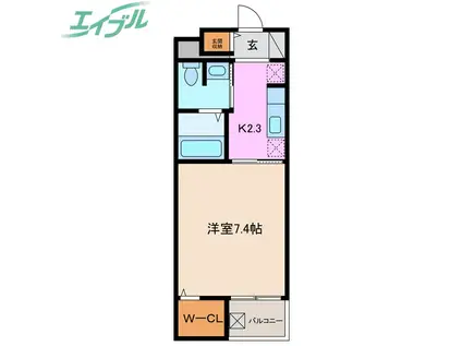 カームタウン(1K/4階)の間取り写真