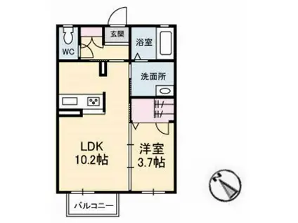 SUNNYCOURT M(1LDK/1階)の間取り写真