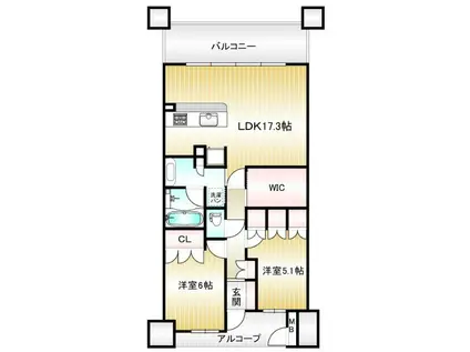 堺東ヴューモ(2LDK/14階)の間取り写真