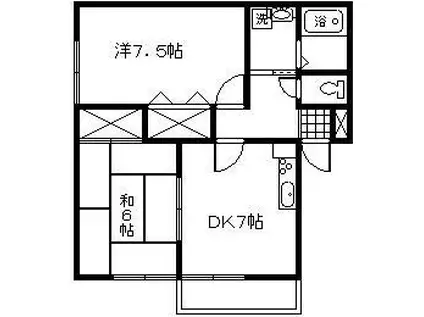 ルシェルマークス(2DK/1階)の間取り写真