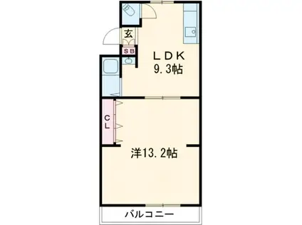 サンライズ藤井寺(1LDK/2階)の間取り写真