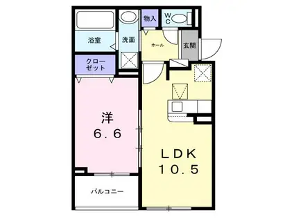 ソレイユ茨木(1LDK/1階)の間取り写真