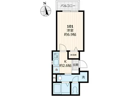 コーラル(1K/1階)の間取り写真