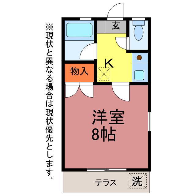 セザンヌ三本木(1K/1階)の間取り写真
